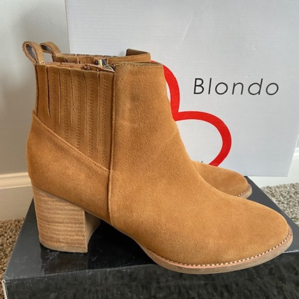 Blondo Waterproof Camel Suede Ankle Boots Size 10